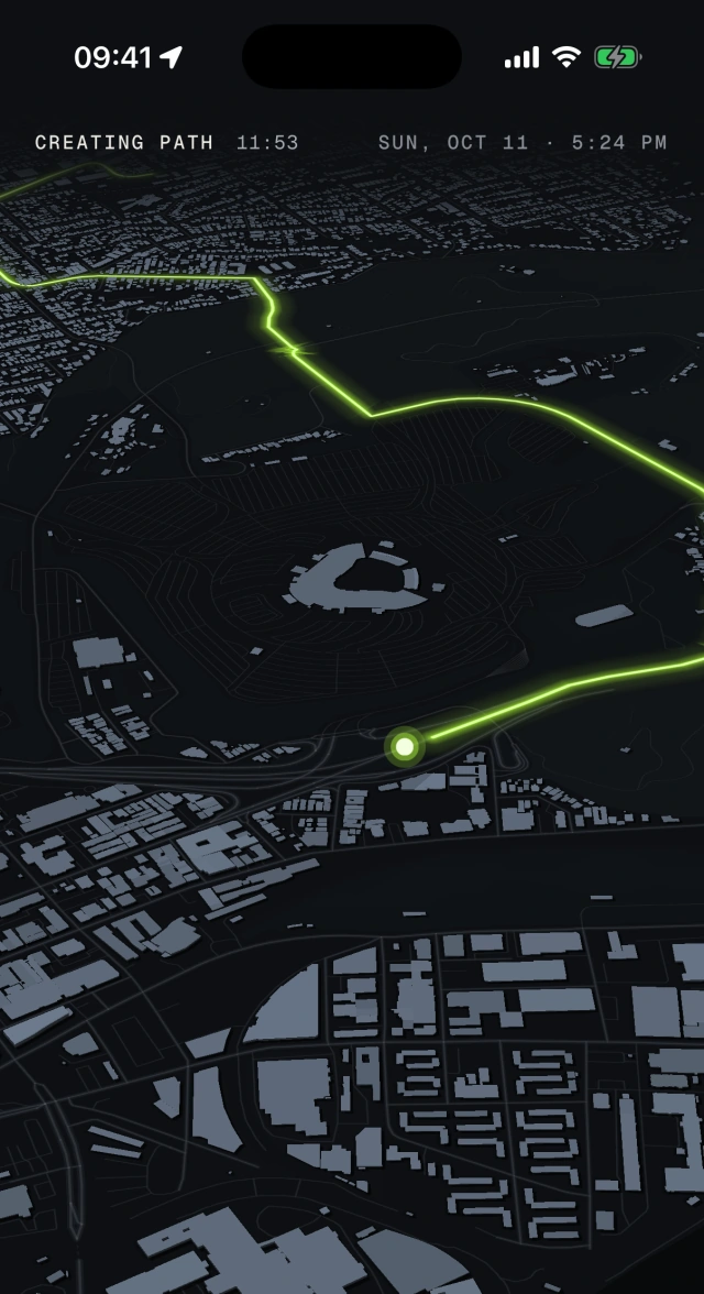 OVERDRIVE Results replay: the route drawing itself across Los Angeles